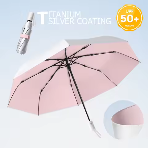 Outdoor Mini Sun Umbrella UV Protection Ultralight Folding Umbrella Sunshade Titanium Silver Umbrell