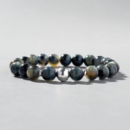 黃藍虎眼石925銀情侶 水晶手鍊