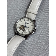 EYKI Automatic Skeleton Leather Strap Watch (White Dial & White Strap)