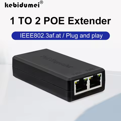 Gigabit 2 Port POE Extender 10/100/1000Mbps POE Repeater IEEE802.3af.at Standard for NVR IP Camera A
