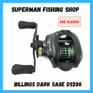 Billings Dark Sage DS200 Ade Clicker Baitcasting Reel Casting Reel Shallow Spool