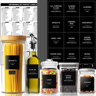 288 Label Pantri untuk Bekas Makanan, Pelekat Kalis Air Minimalis Pracetak Hitam untuk Menyusun Tong