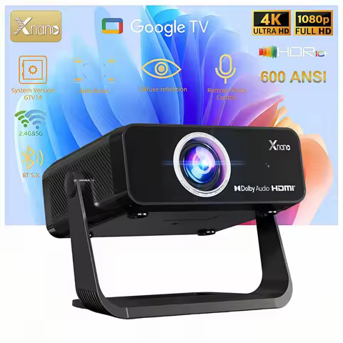 XNANO GT350 Google TV Projector 600 ANSI Native 1080P WiFi BT Auto Focus Keystone Chromecast HDR10+ 