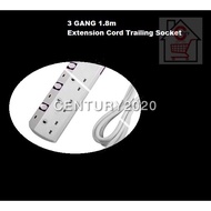13 Amp 3 Gang 1.8m Extension Cord Trailing Socket Extension Plug Socket SIRIM