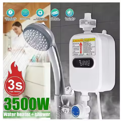 JY-018B,3500W Instant Electric Water Heater 3S Heating Bathroom Kitchen Tankless Water Heater Temper