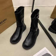 Giày Martin Nữ Boot Yeu Châu Brown Belty Ố Heel Phong Cách Có Dấu Vết Năm New 2021 Cho Người Ưa Sành