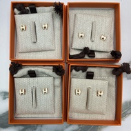 Hermes mini pop h earring blanc rose gold，Hermes pop h耳釘白色玫瑰金