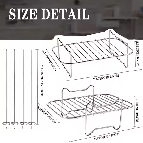 Air Fryer Baking Rack Air Fryer Stainless Steel Holder BBQ Rack Air Fryer Rack Compatible with Ninja