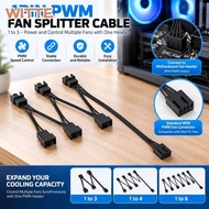 WITTE PWM Fan Splitter Cable, 4Pin Universal PC Fan Extension Cable, Practical Multi-fan Y Splitter 