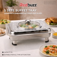 REDBUZZ 5 SETS 34x28 BUFFET EMBOSSED / BUFFET TRAY SET / BUFFET FOOD TRAY / SERVING TRAY /FOOD PAN K