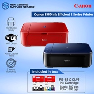 Canon Pixma E560 Black / Red All In One Wireless A4 Color Inkjet Printer ( Print Scan Copy Wifi ) / 