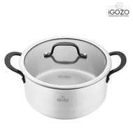 iGOZO 24CM ELITE 304 STAINLESS STEEL CASSEROLE + GLASS LID COOKWARE KITCHENWARE PERIUK PENUTUP