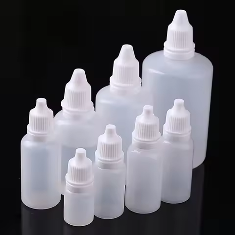 100pcs Dropper Bottles Squeezable Eye Drop Bottle Empty Plastic Liquid Eyedrops Vial 3ml 5ml 10ml 15