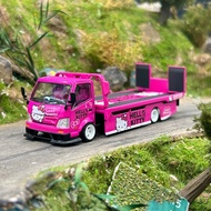 [Ready Stock] Ready Stock [1: 64 Cool Car CC Hino H300 Flatbed Trailer Tow Truck Pink Alloy Car Mode