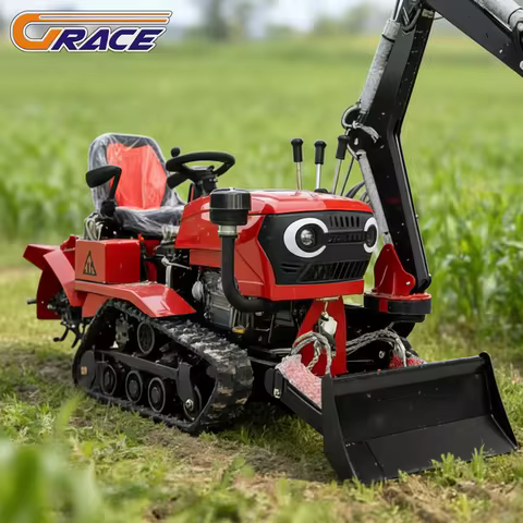Multi Functional Crawler Tractor 50HP 75HP With Rotary Tiller Excavator Farm Machinery For Agricultu
