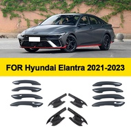 Fit for Hyundai Elantra CN7 2021 2022 2023 Avante i30 Sedan Gloss Black Carbon Fiber Chrome Door Han