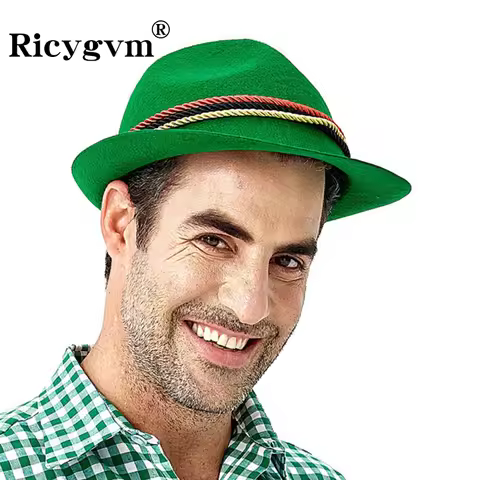 Munich Beer Hats Halloween Costume Cosplay Cap for Men Woman Gift Unisex Panama Jazz Feather Felt Ha