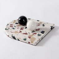 Rzone Minimalist Modern Light Luxury Black Marble Oval Tray Ornaments Model Room Sales Office Soft O