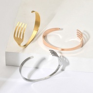 GONG4 Party Jewelry Personality Exquisite Creative Retro Stainless Steel Women Bangle Korean Style Bangle Fashion Jewelry Fork Bangle