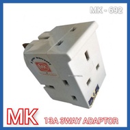 MK 692 Heavy Duty 13 Amp 3 Way Plug Adaptor With Sirim & Fuse