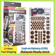 Battery Organizer Storage Case with Hinged Clear Cover Removable Battery Tester Holds 93 Batteries f