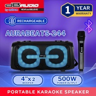 DB Audio by Astron AURABEATS 244 Rechargeable Portable Karaoke Speaker | 4" x 2 | 500W | Bluetooth