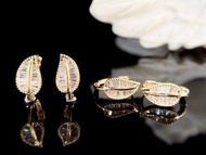 30分葉子梯方鑽石18k耳環耳圈0.30ct Leafs Diamond 18k Earrings