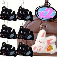 1/2Pcs Cartoon Rabbit Cat Plush Keychain - Kawaii Cute Charm Keyring - Korean Fashion Key Chains Jew