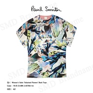 Paul Smith Round Neck Shirt Women's Satin 'Solarised Flowers' Back Tops Code W1R 318M J10785 41