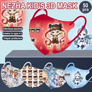 [Independ Pack]50PCS 3D Face Mask for Kids Mask Child Cartoon 3D Face Mask Breathable 5D 3ply Duckbi