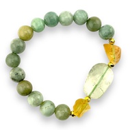KJ1131H Jadeite mixed Jade Bead Bracelet Hanuman's Fangs And Citrine Free Form
