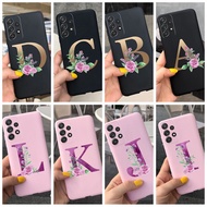 Samsung Galaxy A13 SM-A135F Case Luxury Alphabet Letter Flower Painted Soft Phone Cover Samsung A13 