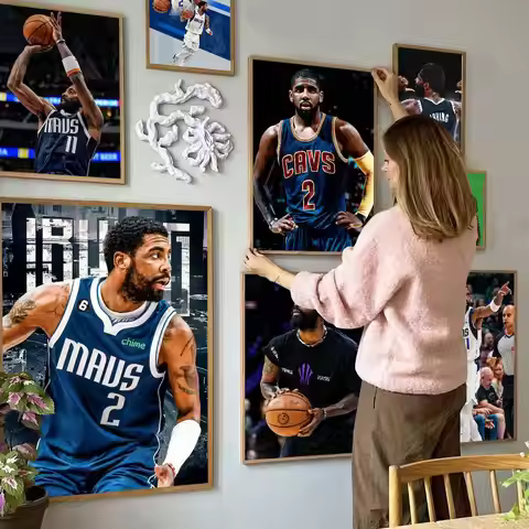 Basketball Player K-Kyrie I-Irving Whitepaper Poster Waterproof Paper Sticker Coffee House Bar Poste