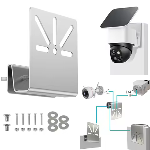 WiTi Gutter Mount Stainless Steel Solar Security Camera Mount for Eufy Security SoloCam S340 for Out