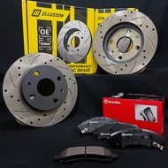 Illusion Perodua Bezza Axia Front (Depan) Sport Disc Brake Rotor &amp; Brembo Brake Pad 100% Original Anti Rusting