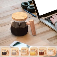 (NMXT) Electric Self Stirring Mug with Heating Base & Lid - High Speed Glass Mixing Cup for CoffeeTr