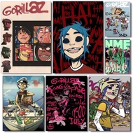 Nordic Pop Gorillaz Poster Selfadhesive Art Waterproof Paper Sticker for Coffee House Bar Room Wall 