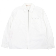 MARNI 2025AW CUMU0297P0 標誌印花拉鍊長袖襯衫外套，白色，46碼，正品，男款，成色極佳。