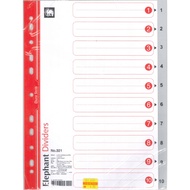 ELEPHANT INDEX DIVIDER 1-10 ( 321 ) PLASTIC