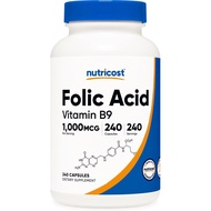 Nutricost Folic Acid (Vitamin B9) 1000 mcg, 240 Capsules