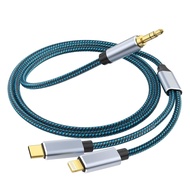 Aux Audio Cord for iPhone,2 in 1 USB C&Lightning to 3.5mm AUX Audio Cable for Car Audio Headphones M