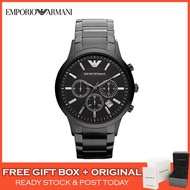 [Original] Emporio Armani Classic Chronograph Black Dial Steel Men Watch Jam Tangan Lelaki AR2453