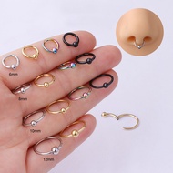 1PC 1.2mm Stainless Steel Septum Nose Rings Body Clips Ball Hinged Segment Clicker Hoop For Women Men Cartilage Piercing Jewelry
