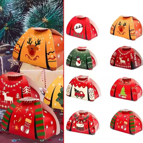 24Pcs Christmas Creative Sweater Candy Biscuit Box Holiday Gift Boxes Nougat Pastry Box Christmas Gi