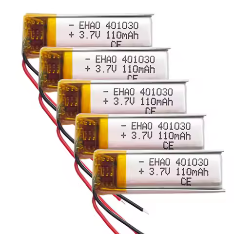5 pcs 3.7V 110mAh Lipo Rechargeable Battery 401030 For MP3 GPS Bluetooth Headset Headphone Recorder 