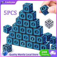 5Pcs D6 Acrylic Dice Set With Textures Pattern 16mm 6-Sided Dice Bar Club Party Card Games Accessory