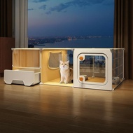 Cat enclosure comprehensive Cat House Semi-Enclosed Cat Condo Indoor Cat Villa Litter Box Enclosure 