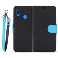 Huawei Nova 4 / Nova 3 / Nova 3i / P Smart Fashion Two-tone Leather Cross Texture Flip cover wallet Phone Case