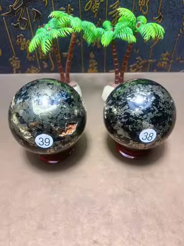 Natural Iron Pyrite Sphere Quartz Crystal Magic Ball Healing Reiki Rock Gemstone Collectibles With B