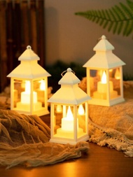 1入復古燈籠形狀led裝飾燈,便攜式風力燈可用於節日桌面裝飾和夜燈